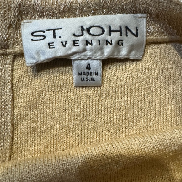 St. John Gold Shimmer Embellished Evening Dress, size 4 - Picture 6 of 6